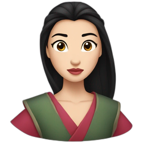 Mulan con ojos más pequeños y más oscuros emoji