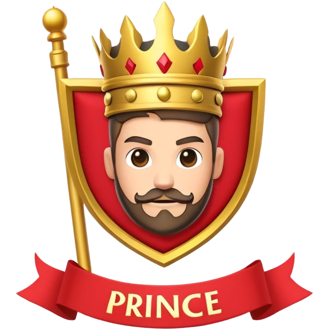 Flag with an symbol of prince from clash Royle and written below domshow  emoji