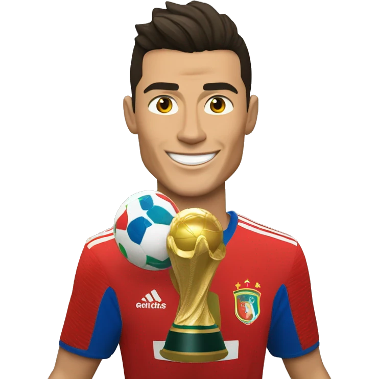 Cristiano Ronaldo con la copa del mundo emoji