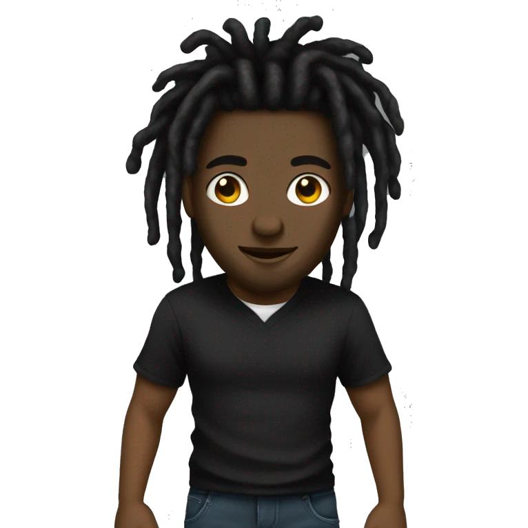 all black clothes wit dreads and black emoji