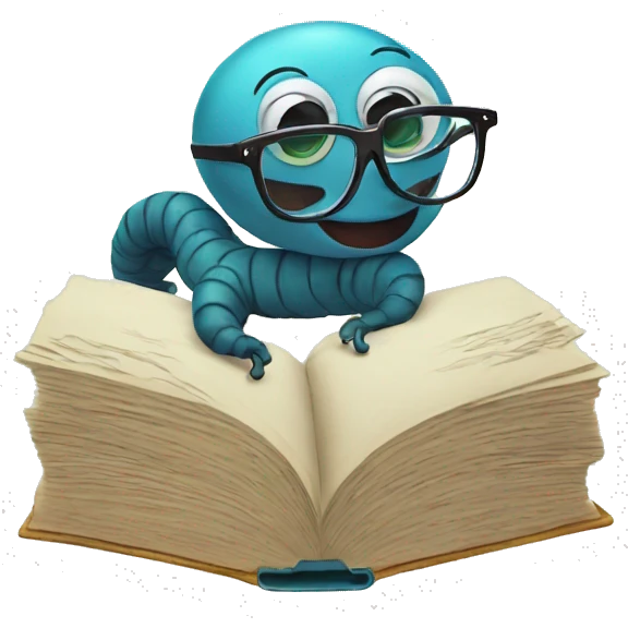 worm with glasses reading a book emoji