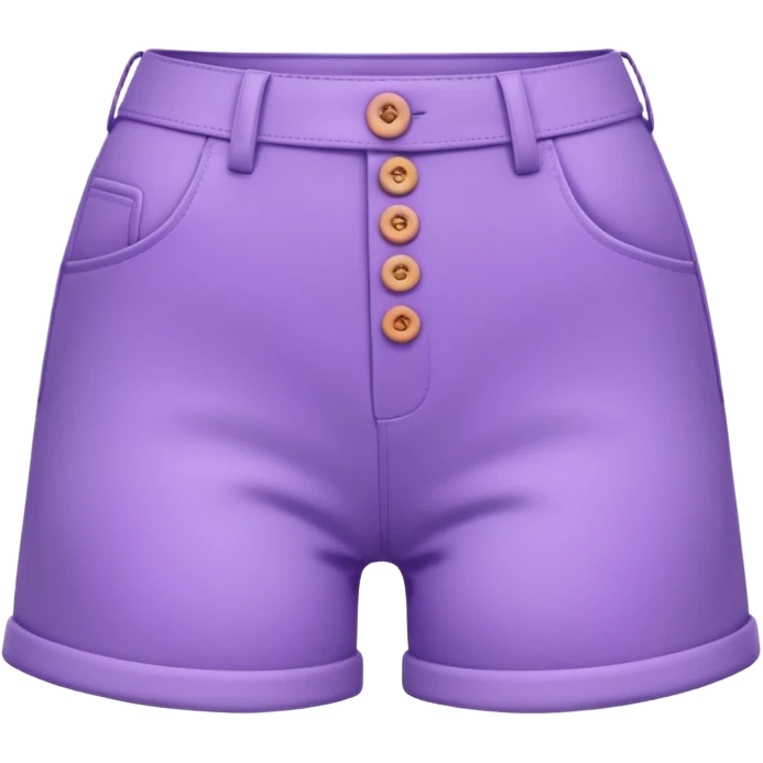 A 3D cartoon lavender-purple high-waist shorts with visible seams and buttons, soft shading, isolated plain background, Memoji-style. emoji