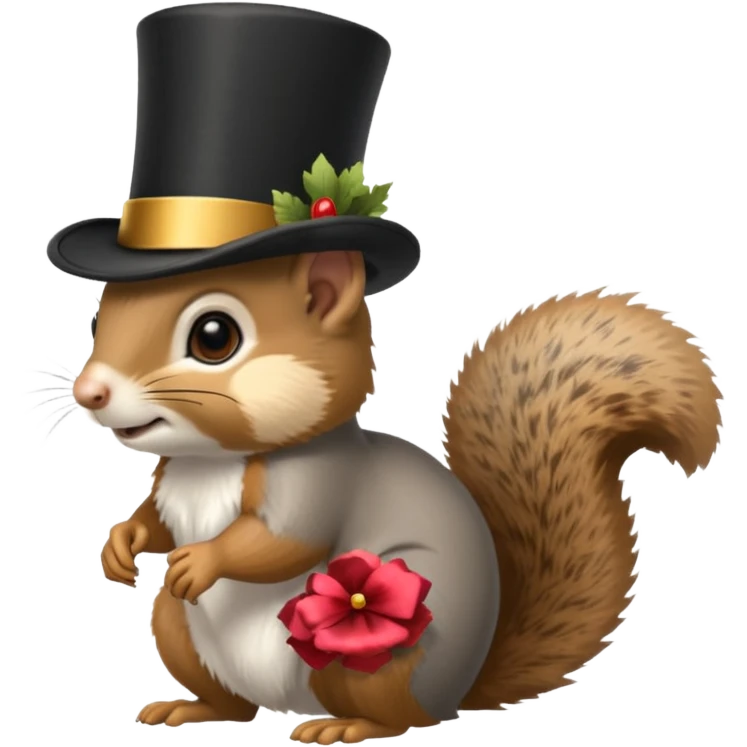 Gray squirrel with a tophat emoji