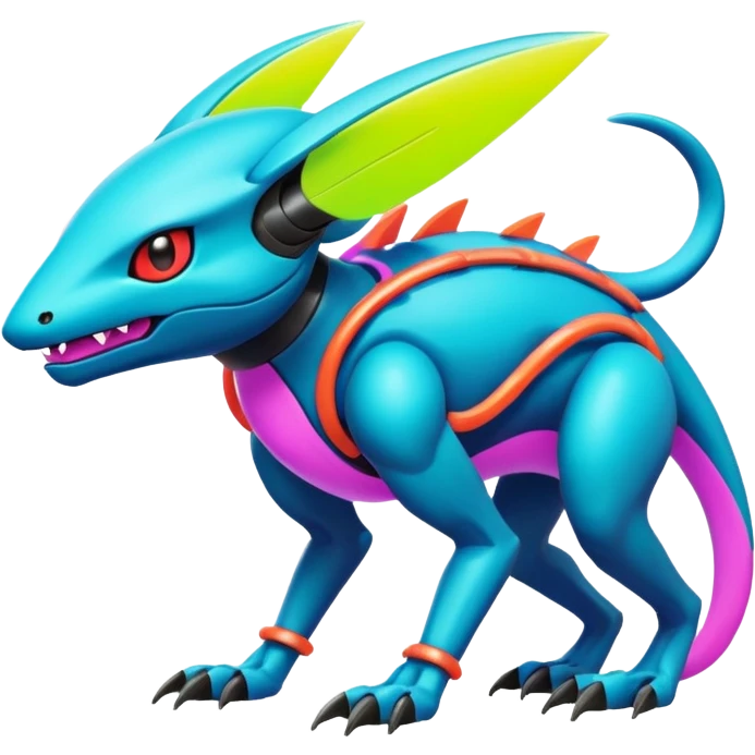  exotic tropical cyber-Protogen-Fakémon-Pokémon-Vernid-creature emoji