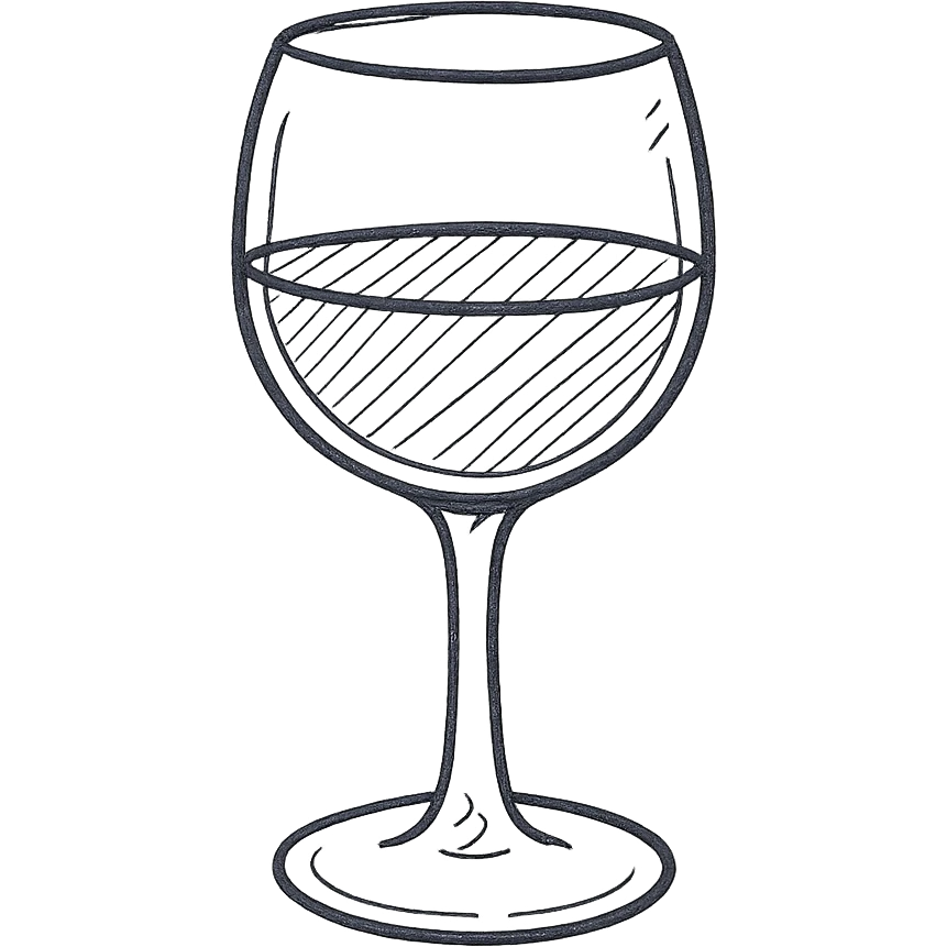 a glass of red wine, hand drawn black outline style emoji