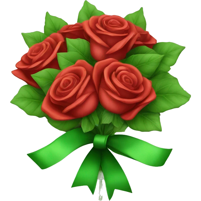 red roses bouquet with green bow emoji