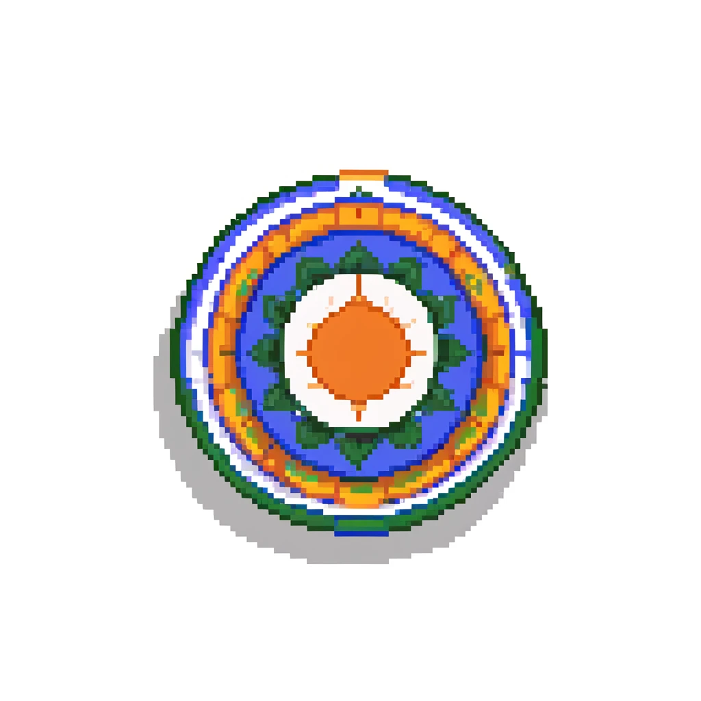 Waving India flag with tricolor bands and blue chakra wheel emoji