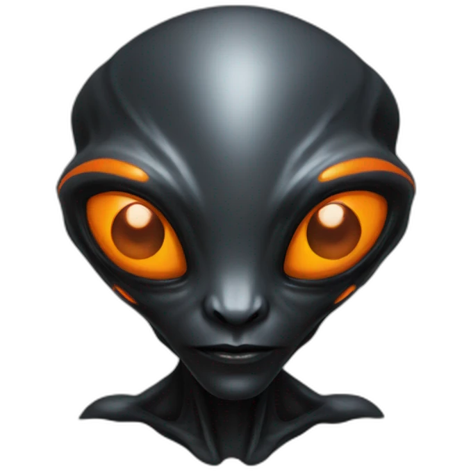 realistic alien black with orange details emoji