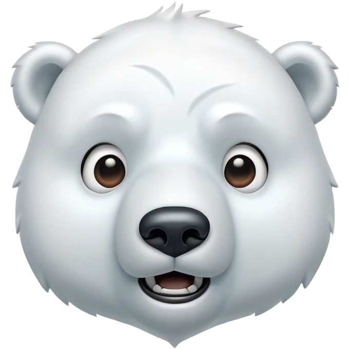 Cinematic Comical Polar Bear Portrait Emoji, Head tilted dramatically with an exaggeratedly shocked expression, featuring a robust, snowy build with wide, comically expressive eyes full of humorous disbelief, Simplified yet hilariously expressive features, highly detailed, glowing with a slightly sassy polar glow, high shine, dramatic yet playful, stylized with an air of quirky arctic attitude, soft glowing outline, capturing the essence of a meme-worthy polar bear that appears ready to side-eye its way into viral fame! emoji