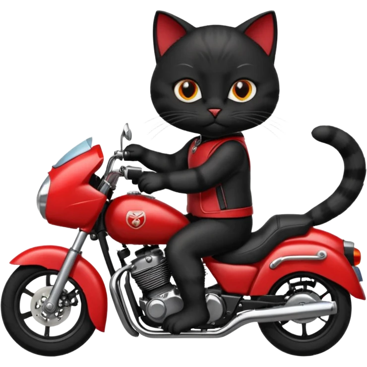 Black male Cat on red and black motorcycle emoji