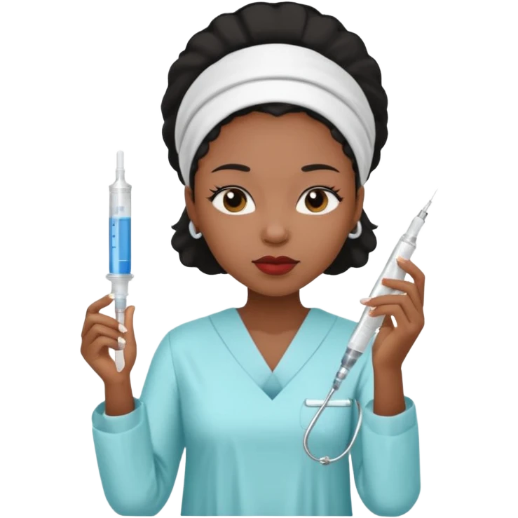 sick black woman getting syringe shot  emoji