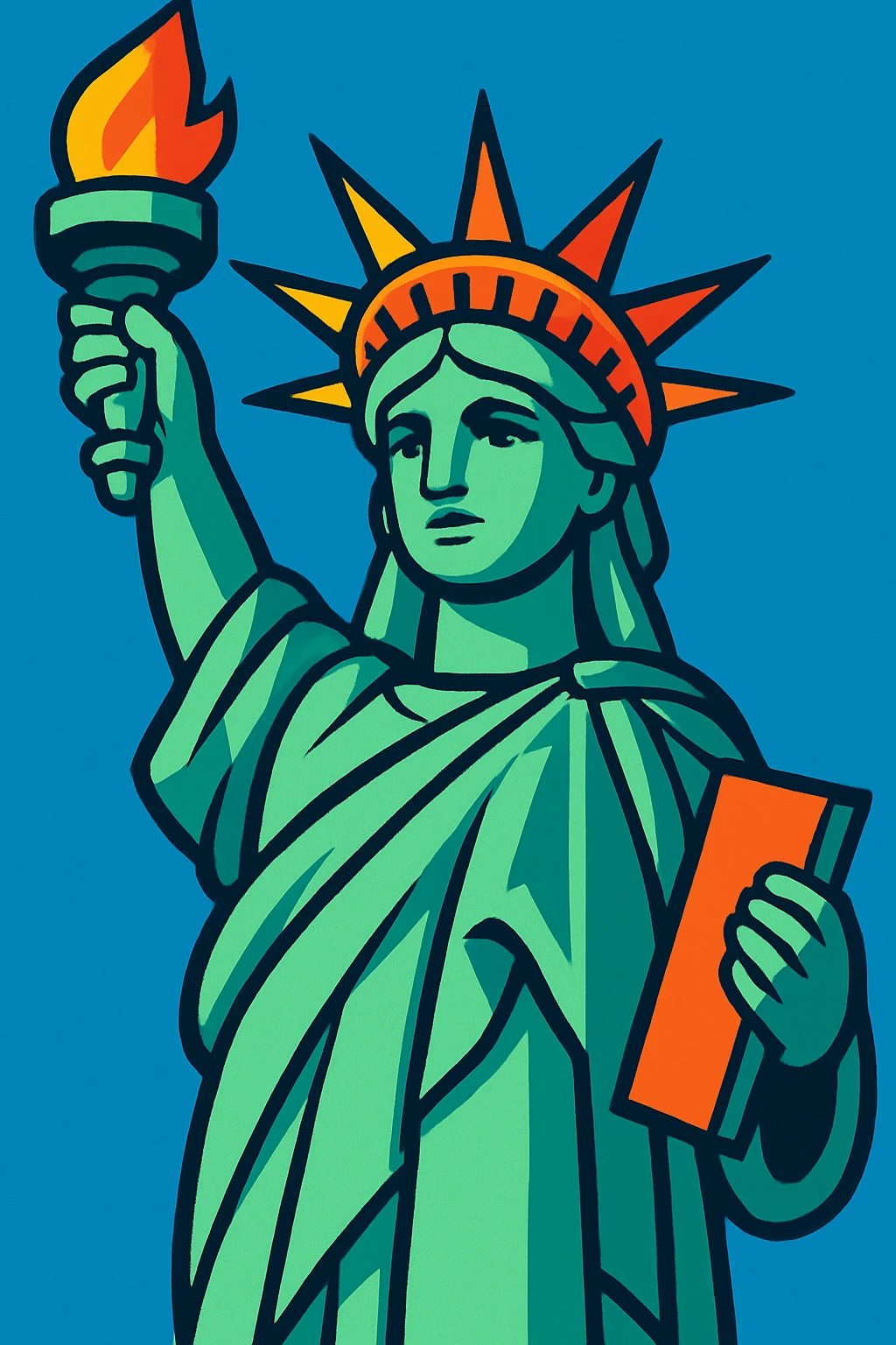 the Statue of Liberty in a modern illustration style emoji