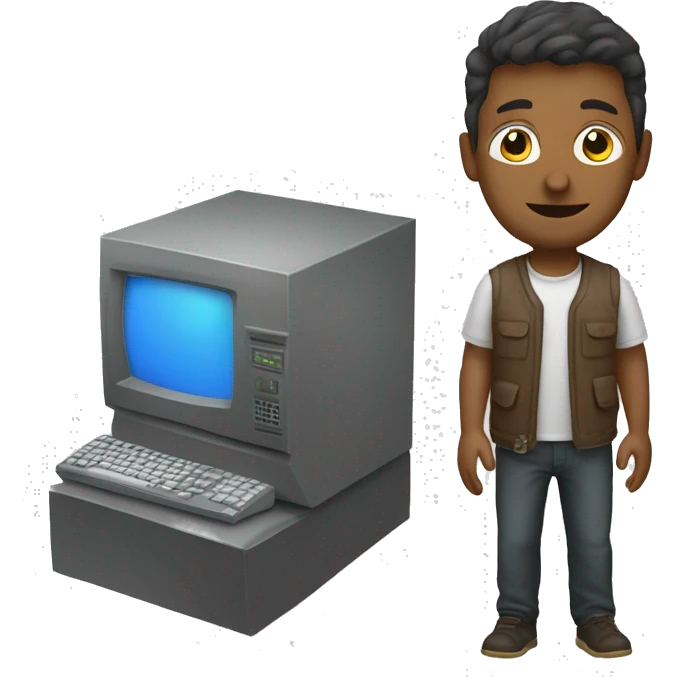 caucasian programmer with computer emoji