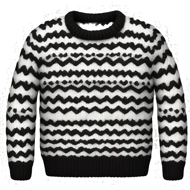 Knitted sweater black and white emoji