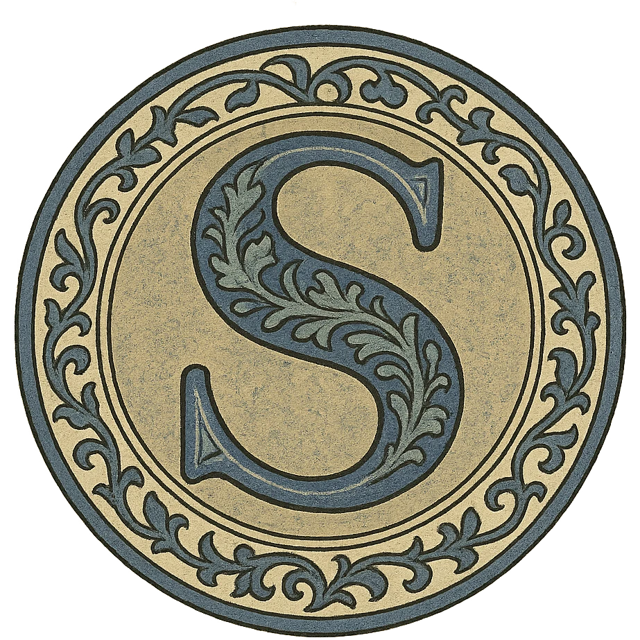 classic engraving style coin with letter S emoji