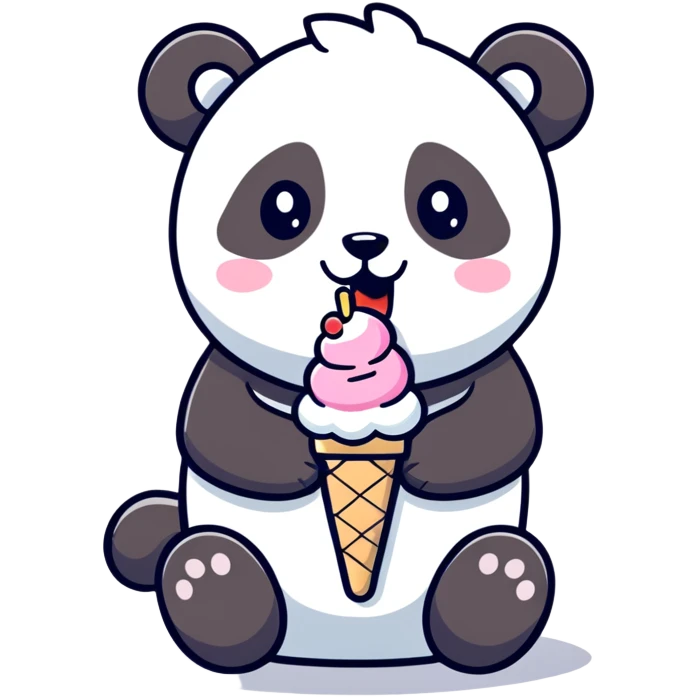 Panda eating ice cream emoji