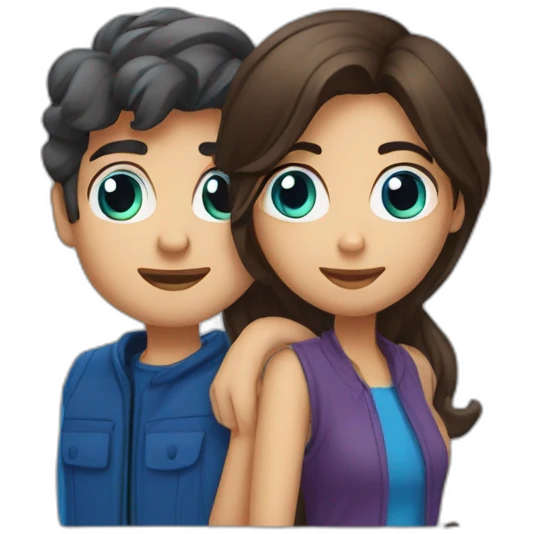 Brune couple yeux bleus  emoji
