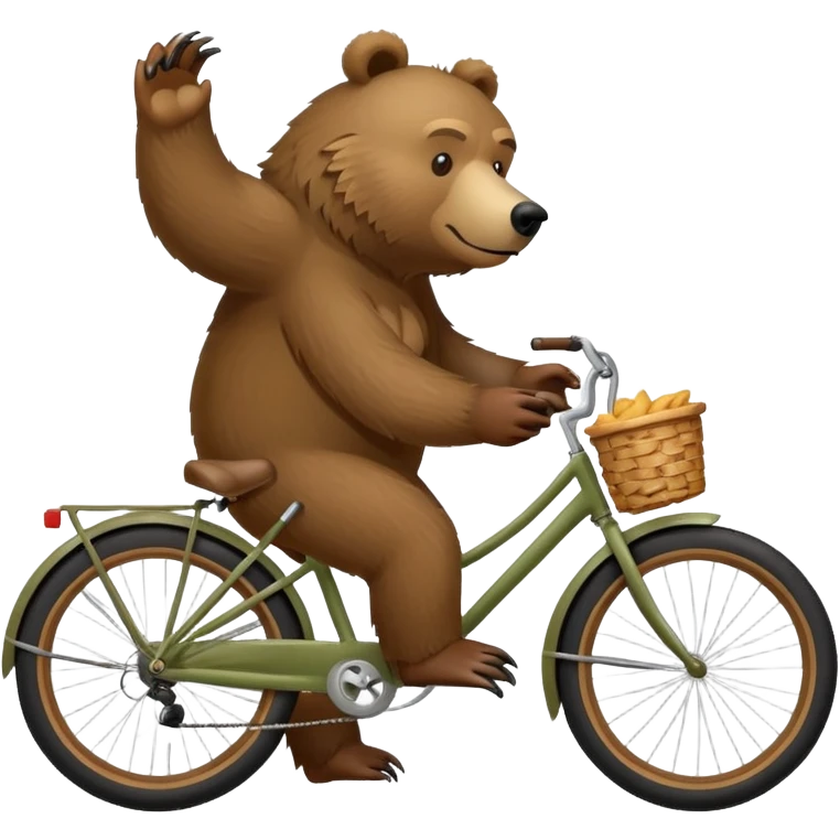 Un oso grizzly de repartidor de comida  en una bicicleta  emoji