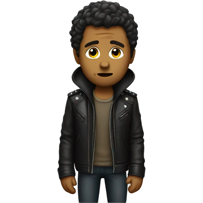 Sad musician with leather jacket emoji