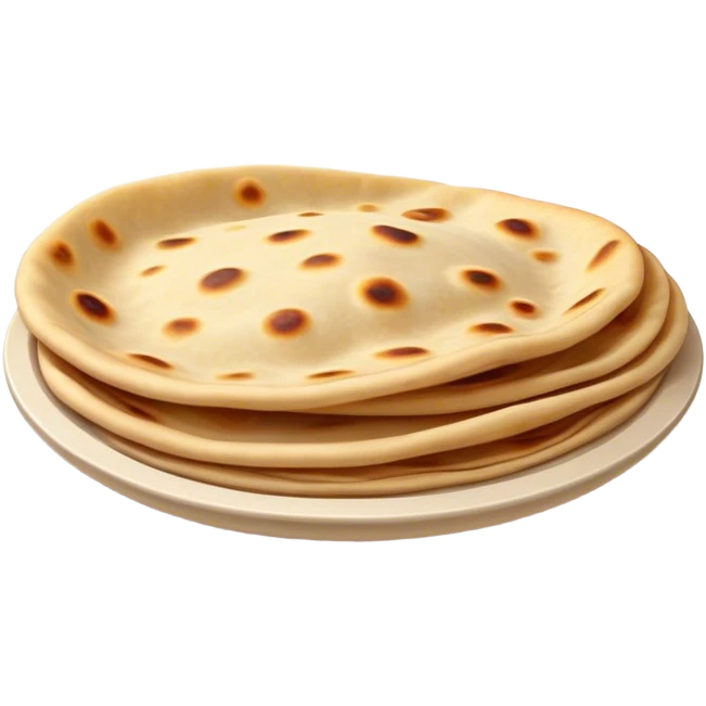 Cinematic Realistic Roti Dish Emoji, showcasing freshly made flatbread rendered with lifelike detail and warm natural lighting. emoji