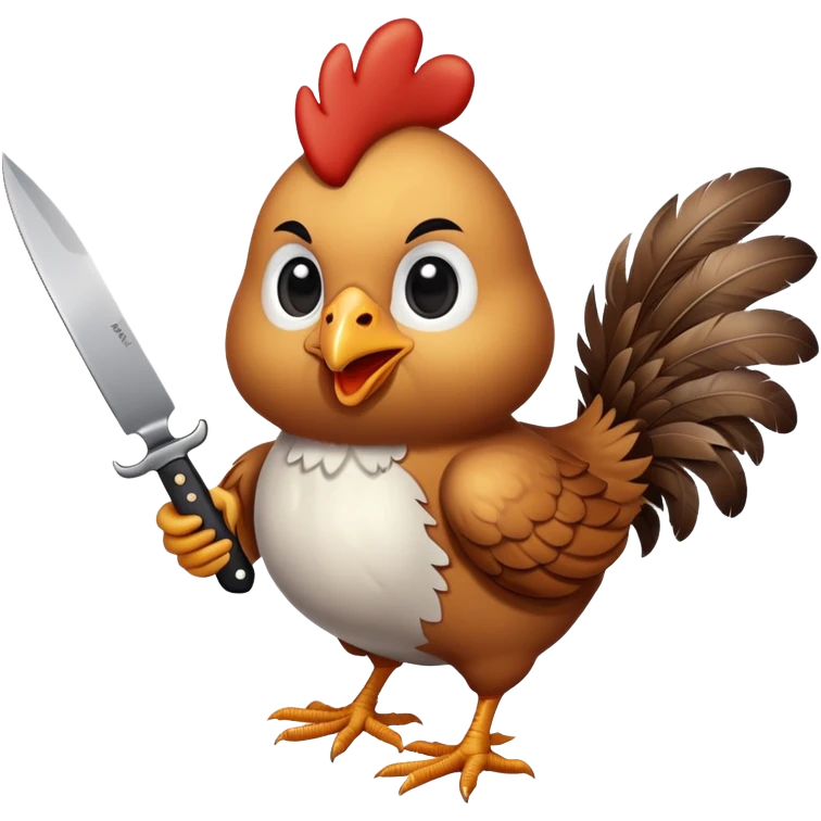 Chicken holding knife emoji