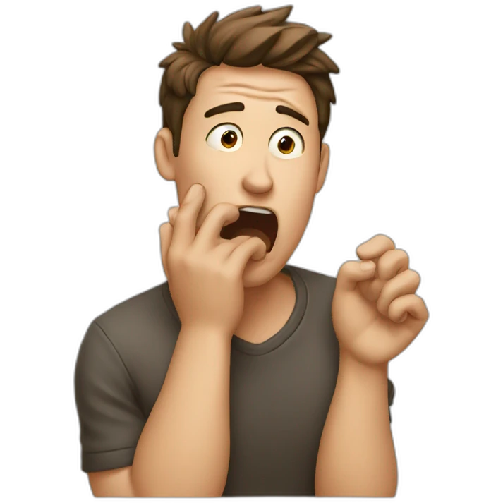 make a man yawning with his hand on his mouth emoji
