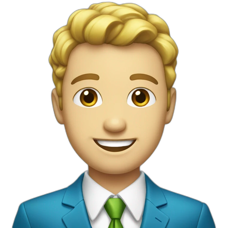 blue suit smile shirt piel blanca ojos verdes emoji