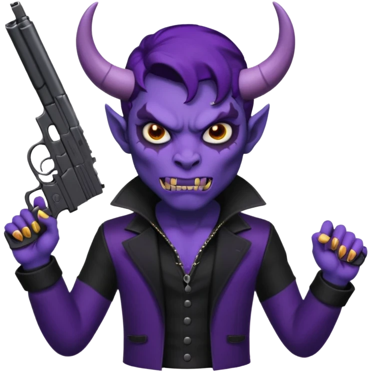 Diablo morado garrando dos pistolas  emoji