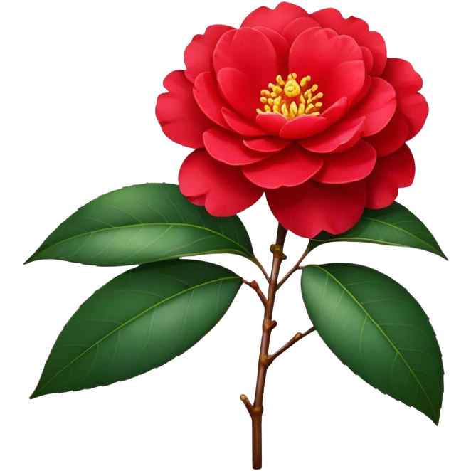 single Red Camellia, straight stem emoji