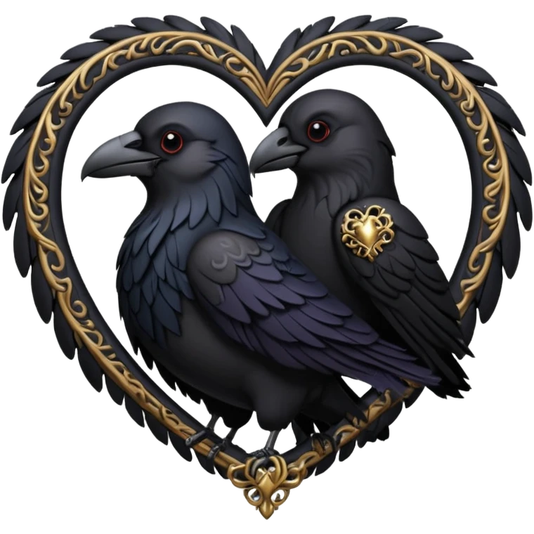 realistic gothic heart with a raven emoji