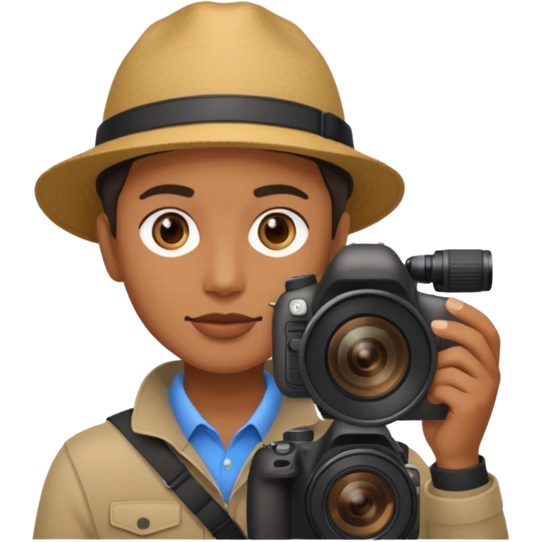 Photographer with DSLR + zoom lens emoji