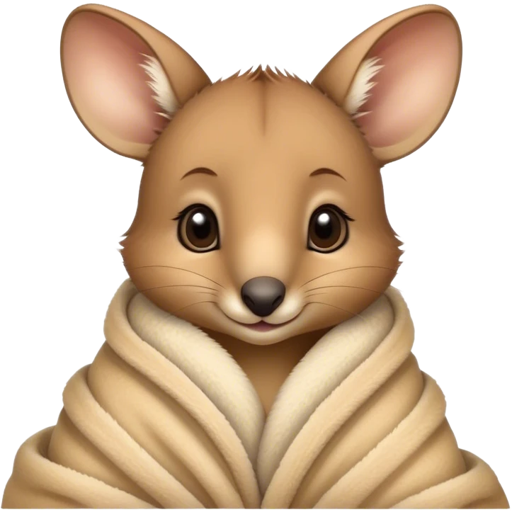 Cute baby wallaby cozy in blanket emoji