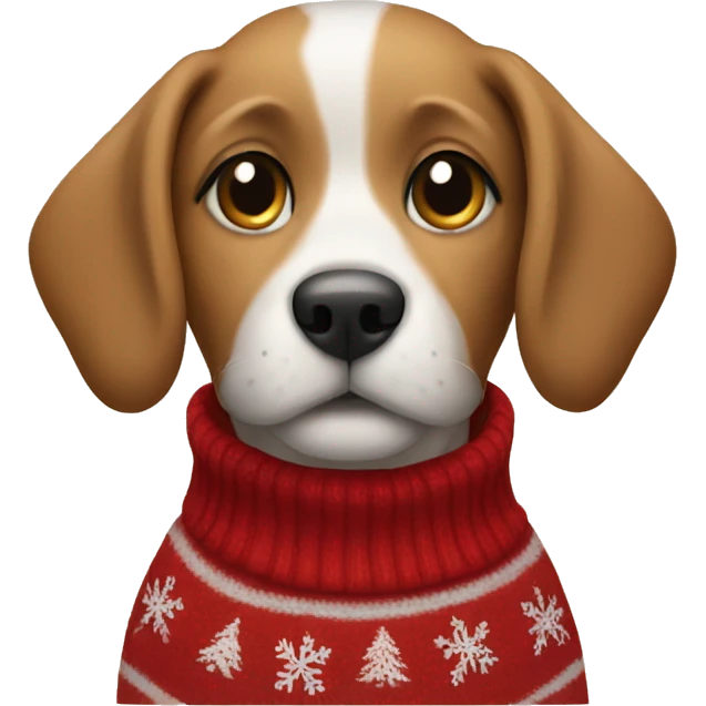 Dog wearing Christmas sweater emoji