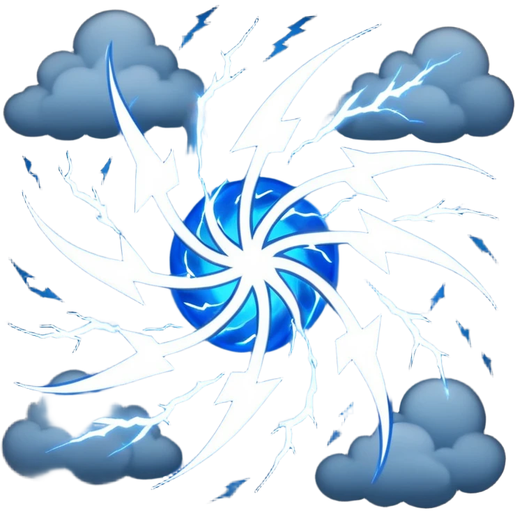 Wiz 101 casting sigil inspired storm magic, compose it of swirling clouds and lightning bolts  emoji