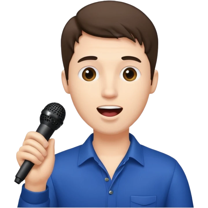 Man singing with microphone in his hand, with a spring background  emoji
