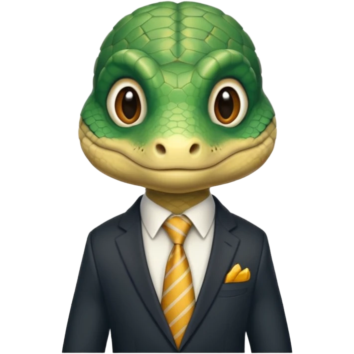 cute reptile with tie & suit emoji