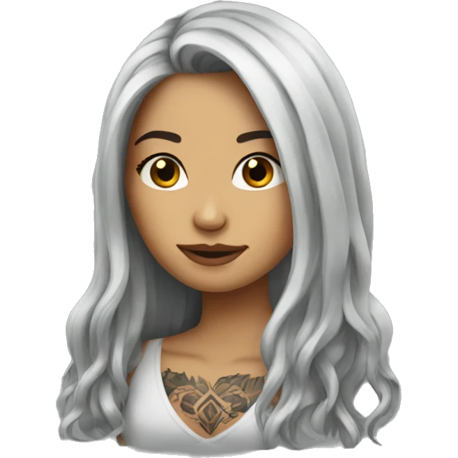 tattooed woman very attractive long hair emoji