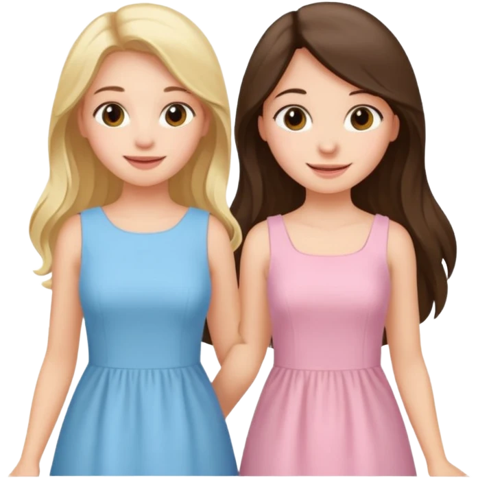 pride and prejudice happy blonde girl in light blue dress and long haired brunette girl in light pink dress emoji