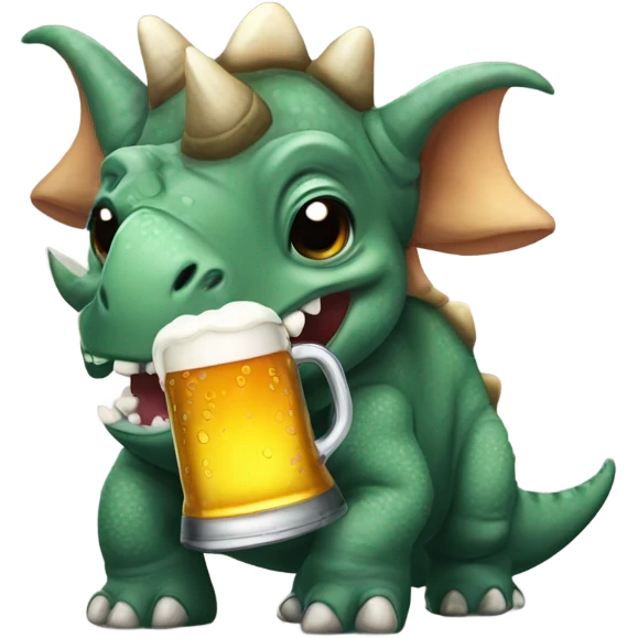 Triceratops drinking a beer emoji