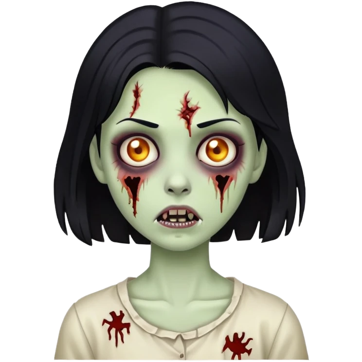 Girls zombie with Black hair emoji
