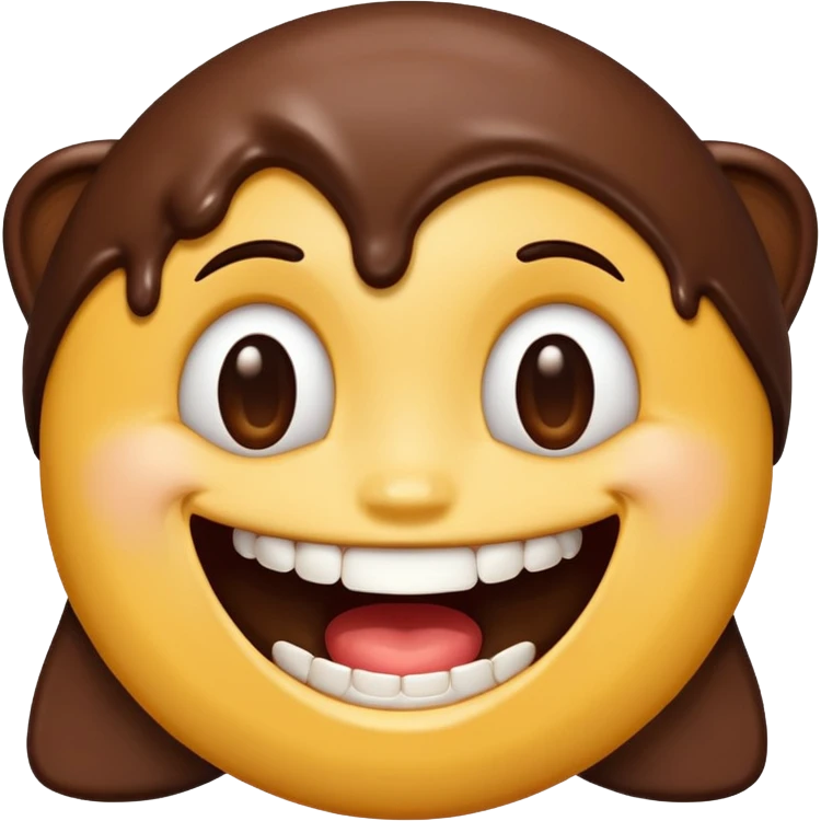 iPhone emoji face smiling with buckteeth that has chocolate on the teeth emoji