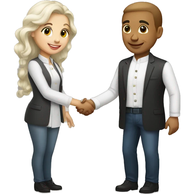 light-skinned restaurateur and blogger shake hands emoji