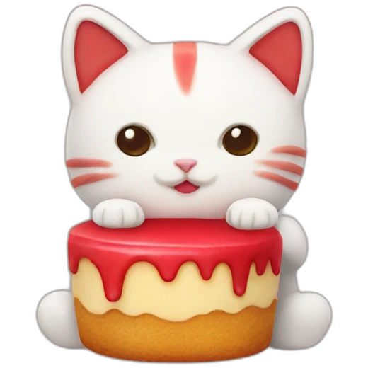 red cake mochi cat emoji
