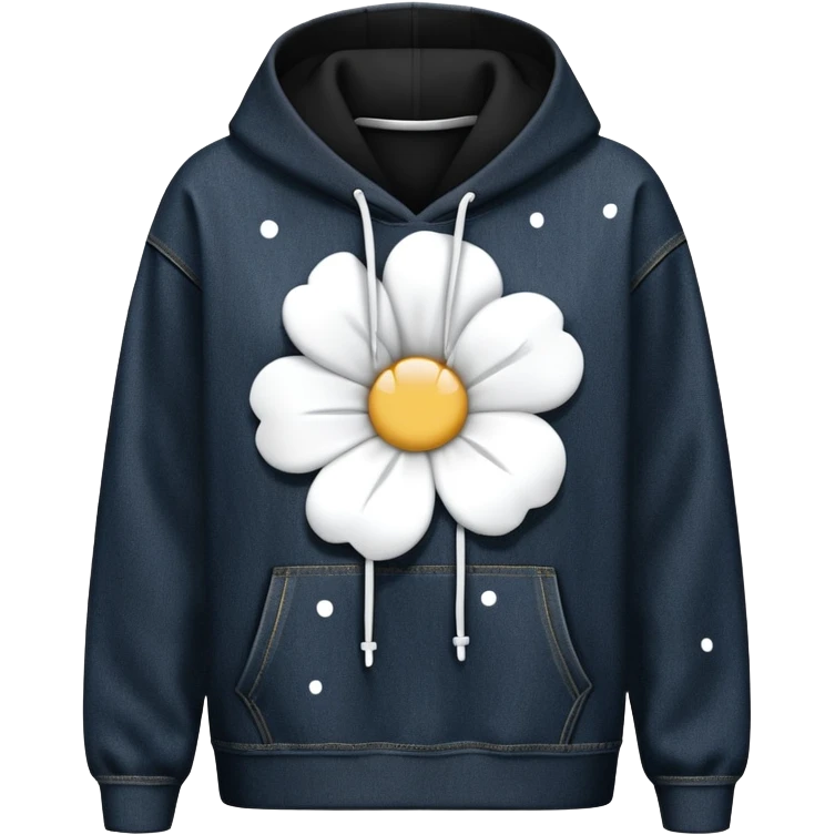 The BLACK Denim Tears Hoodie features a black base with distinctive white open flower spots with empty space in the middle, These hollow ring-like patterns are scattered across. emoji