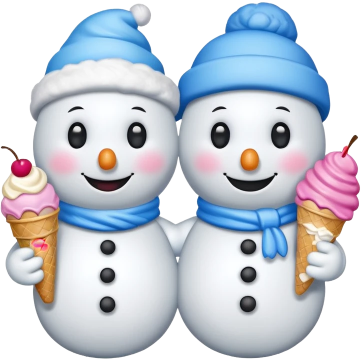 snowmen holding ice cream emoji
