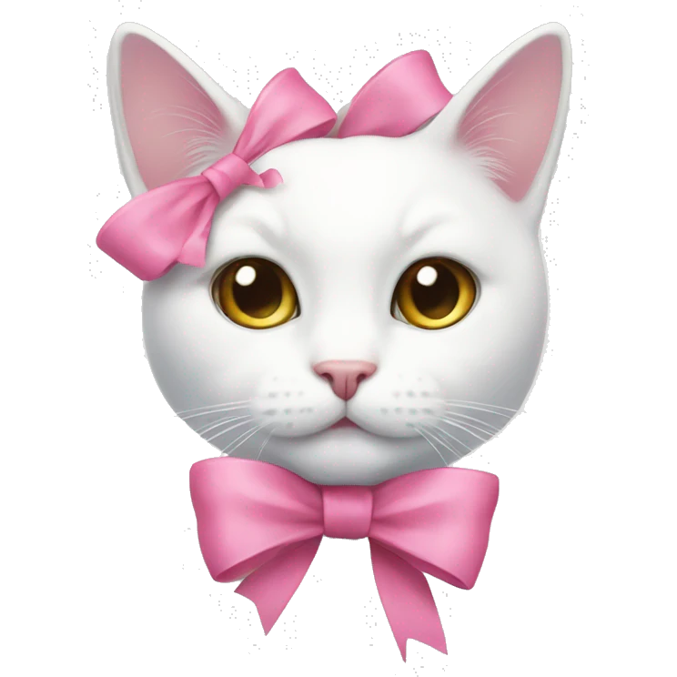 White cat with pink bow emoji