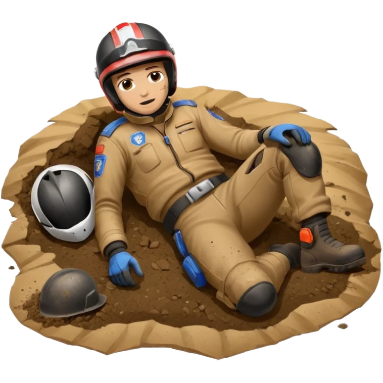 a motorcyclist lying on the ground who has just fallen emoji