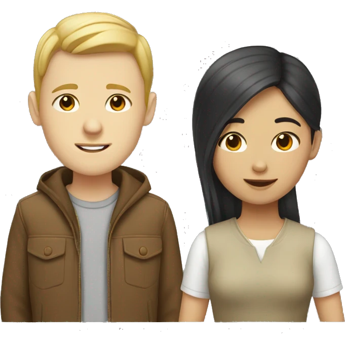 Asian girl and white boy emoji
