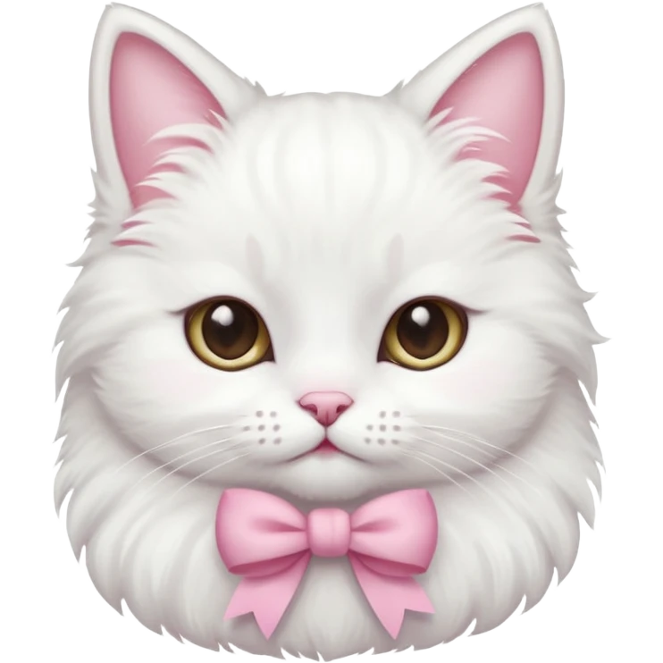 A cute white cat with a pink bow on her head emoji