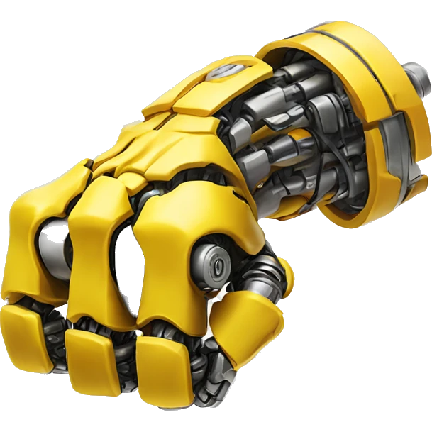 Yellow mechanical cyborg bicep that’s flexing emoji